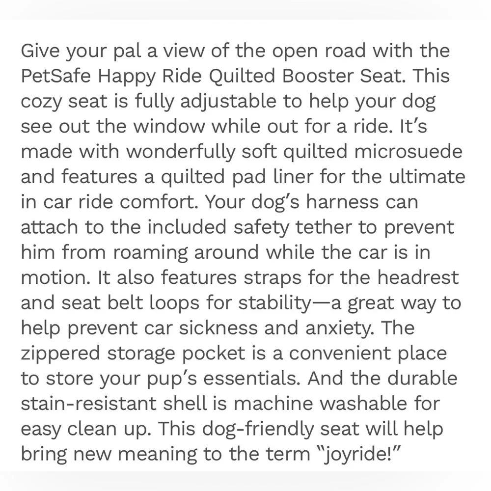 Happy Ride Quilted Booster Seat by Petsafe. Tan.